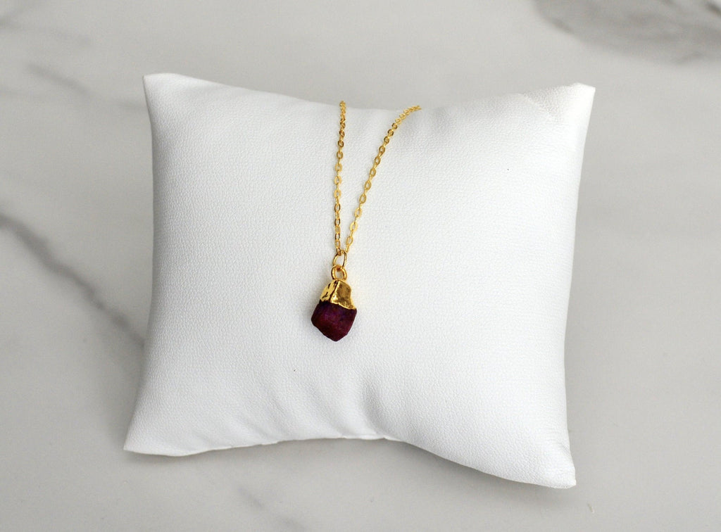 Ruby Raw stone Necklace, July Birthstone Necklace, Bridesmaid Gift, Layering Necklace, Healing Crystal Necklace, Natural Stone Necklace