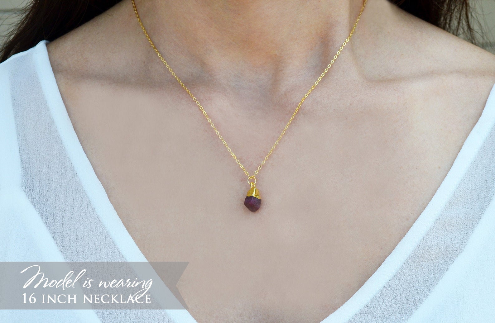 Ruby Raw stone Necklace, July Birthstone Necklace, Bridesmaid Gift, Layering Necklace, Healing Crystal Necklace, Natural Stone Necklace
