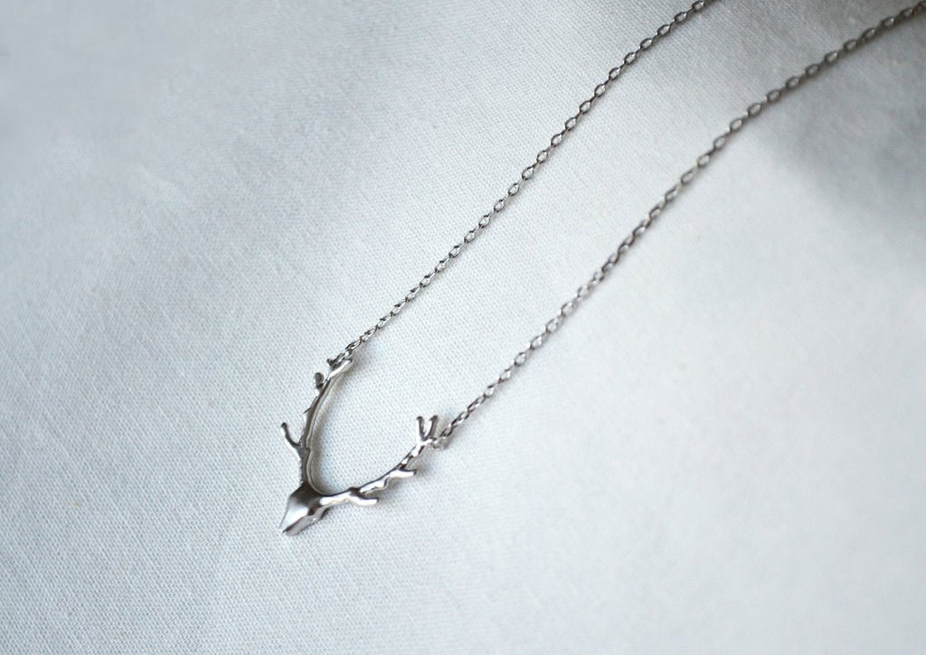 Silver Antler Necklace, Deer Antler Necklace, Deer Head Necklace, Gift for Her, Friend Gift, Best Friend Gift, Layering Necklace