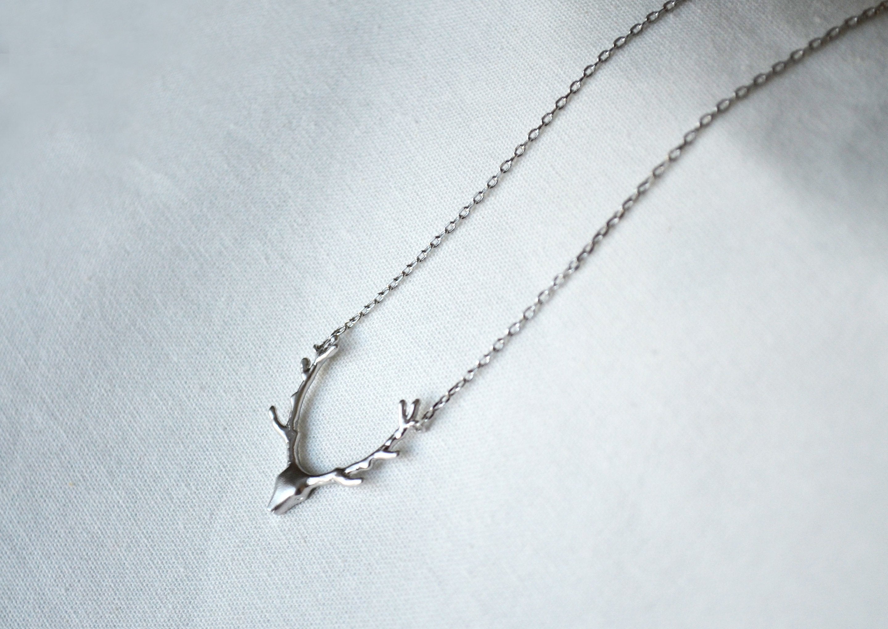 Silver Antler Necklace, Deer Antler Necklace, Deer Head Necklace, Gift for Her, Friend Gift, Best Friend Gift, Layering Necklace