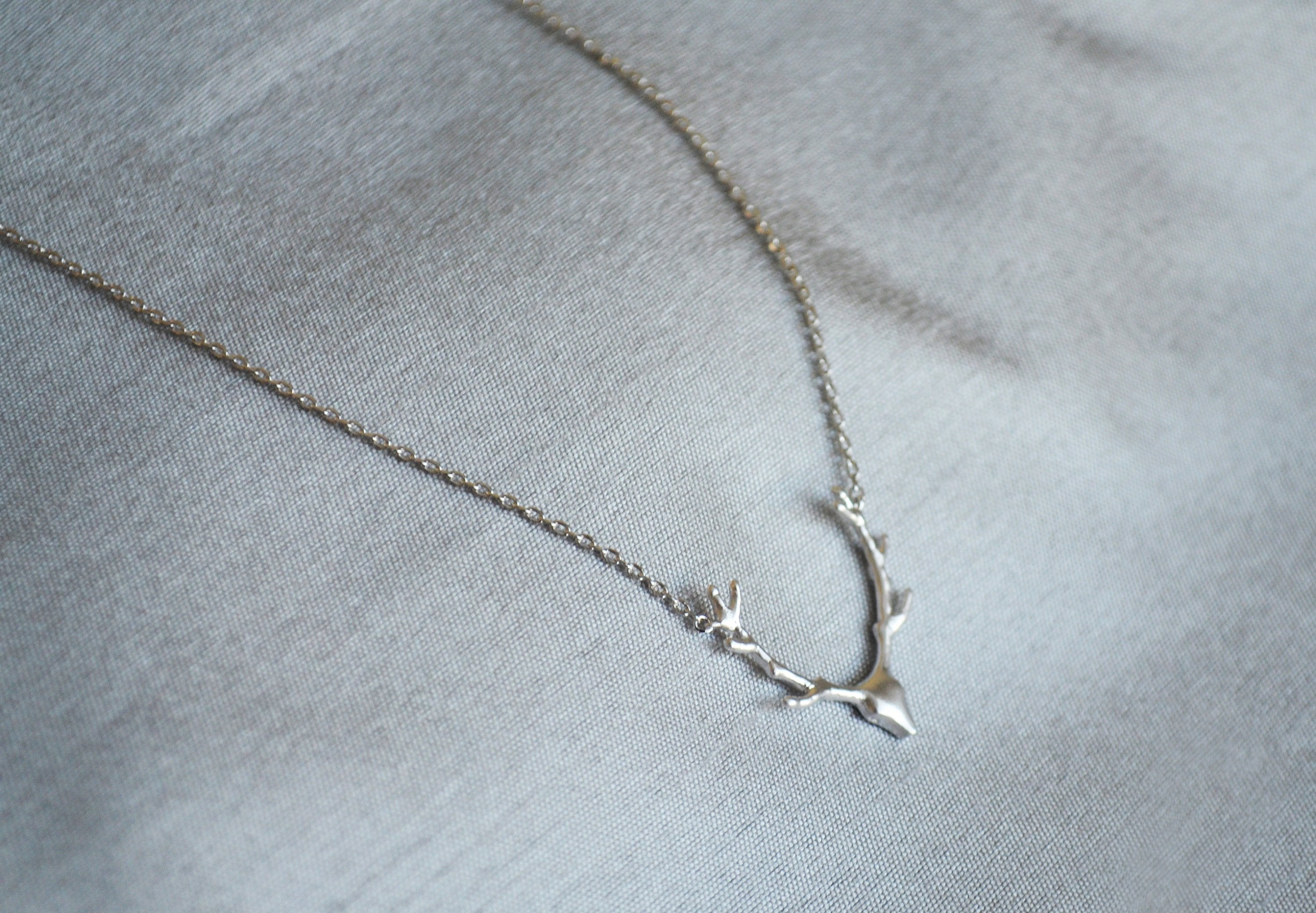 Silver Antler Necklace, Deer Antler Necklace, Deer Head Necklace, Gift for Her, Friend Gift, Best Friend Gift, Layering Necklace