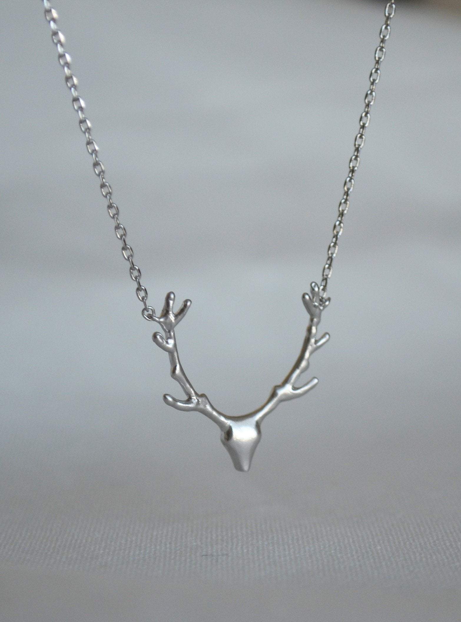 Silver Antler Necklace, Deer Antler Necklace, Deer Head Necklace, Gift for Her, Friend Gift, Best Friend Gift, Layering Necklace