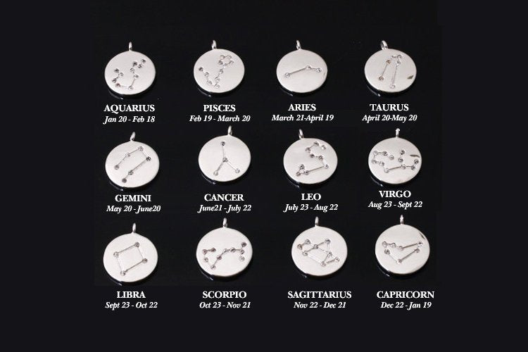 Silver Zodiac Jewelry, Zodiac Necklace, Constellation, Astrology