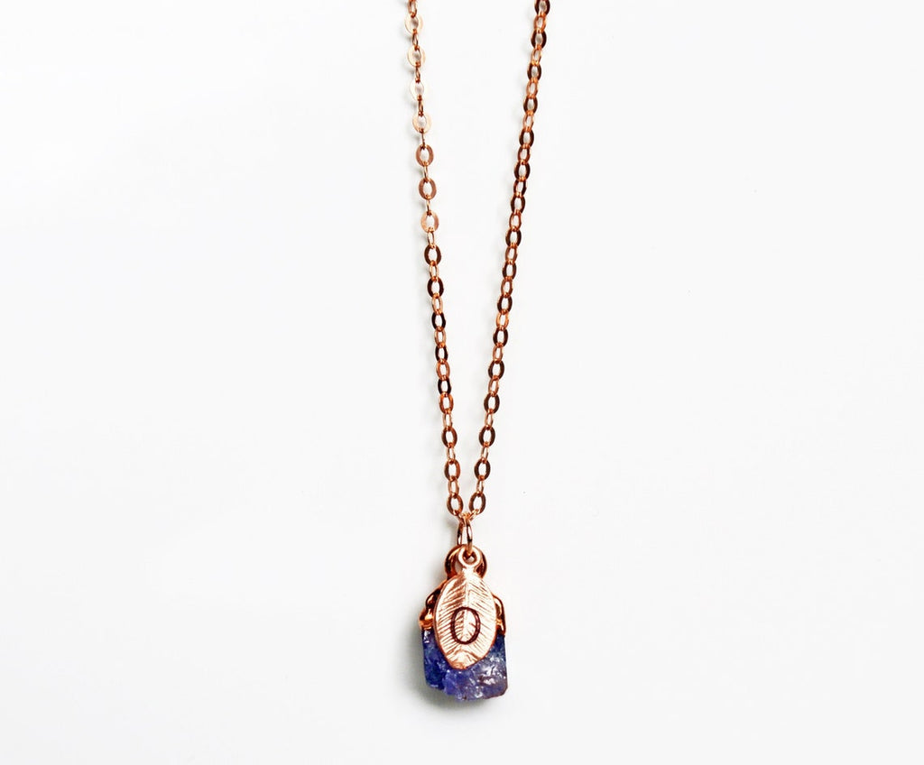 Tanzanite Raw Birthstone Necklace, December Birthstone Necklace, Bridesmaid Gift, Layering Necklace. Healing, Crystal Necklace