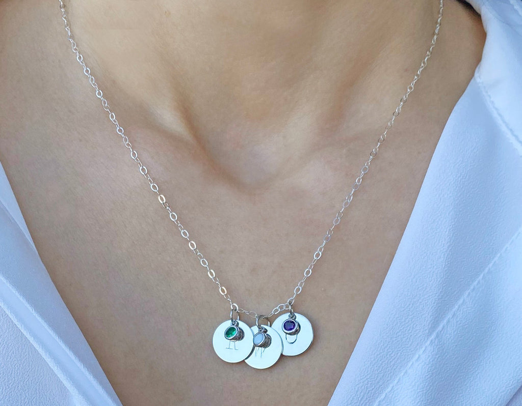 Valentine's Day Necklace, Initial Necklace, Family Necklace, Letter Necklace, Mom Gift, Wife Gift, Girlfriend Gift, Birthstone Necklace