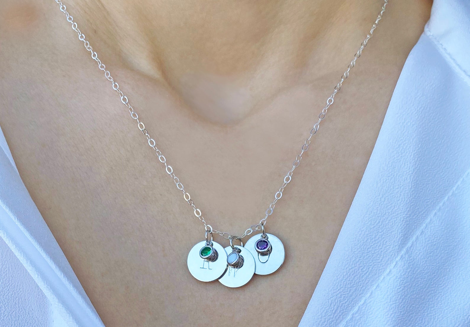 Valentine's Day Necklace, Initial Necklace, Family Necklace, Letter Necklace, Mom Gift, Wife Gift, Girlfriend Gift, Birthstone Necklace