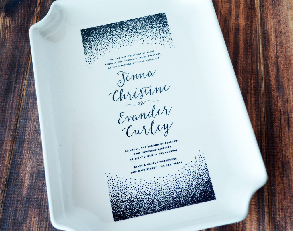 Personalized Wedding Invitation Plate - Large Tray - In Color Wedding Gift, Engagement Gift