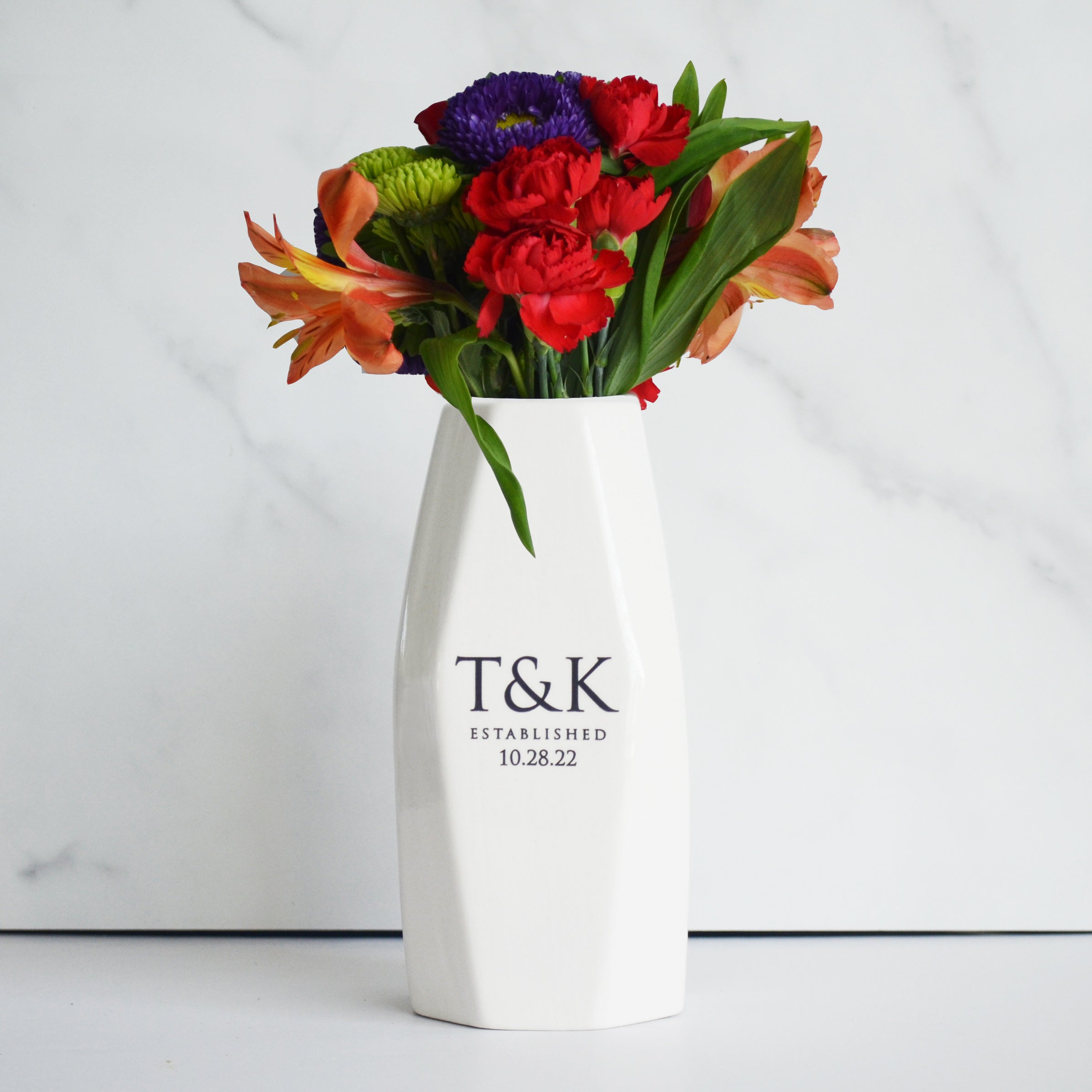Personalized Geometric Vase - Anniversary Gift, Engagement Gift, Wedding gift, Hostess Gift or Housewarming Gift - Modern Vase