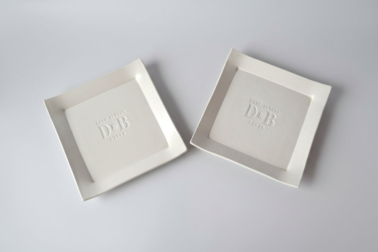Two ceramic dishes with personalization
