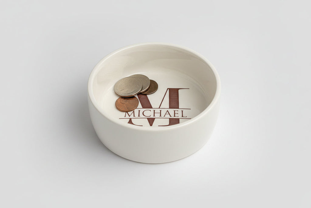 Monogram Change Bowl | Personalized | 3.75" Diameter | Coin Dish | Trinket Bowl | Groomsman | Gift for Him | Ceramic
