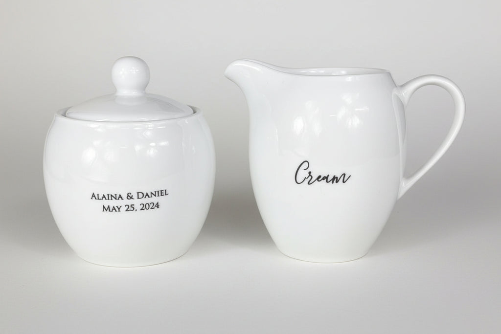 Personalized Cream & Sugar Set, Engagement, Wedding or Housewarming Gift