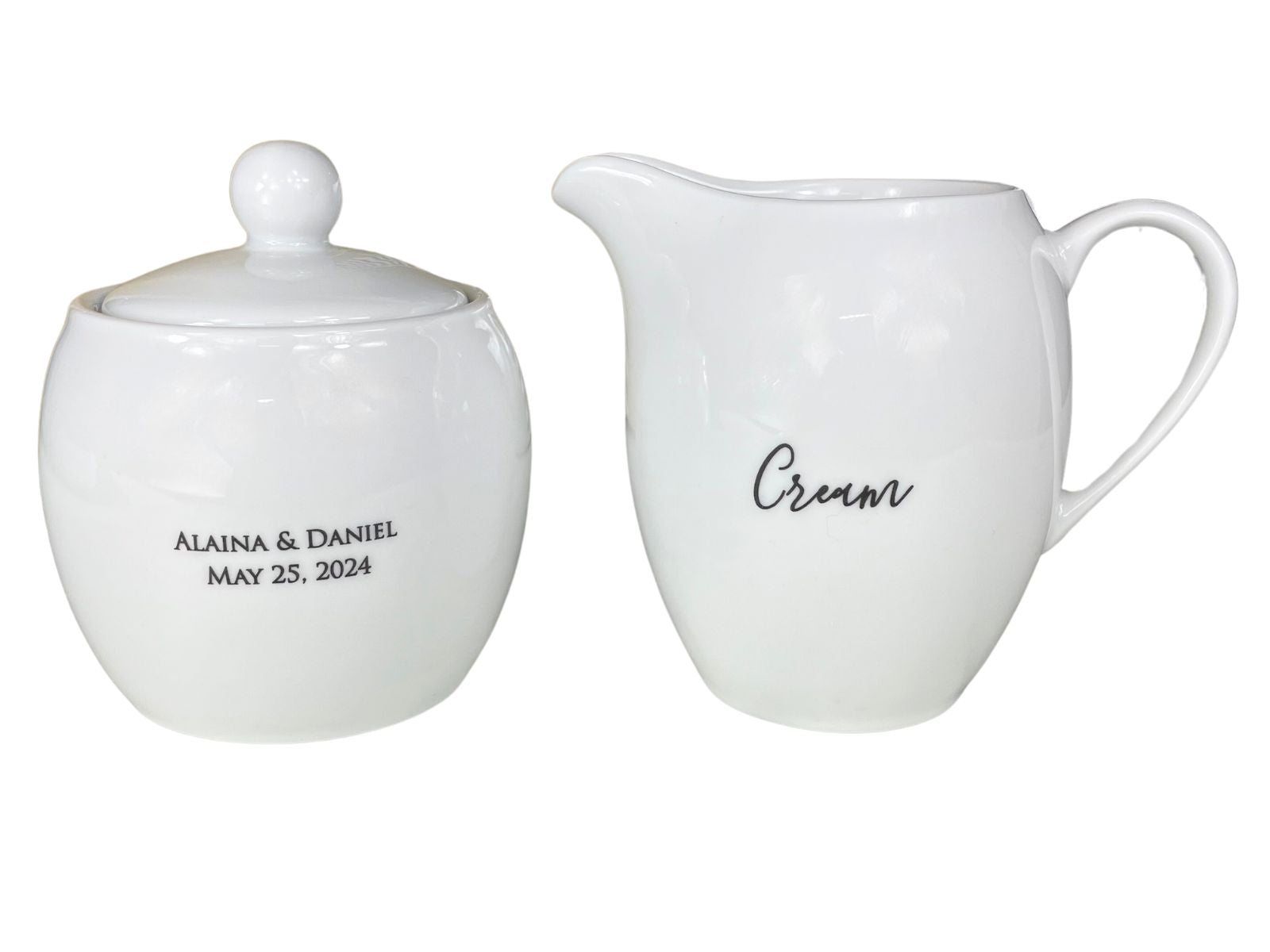 Personalized Cream & Sugar Set, Engagement, Wedding or Housewarming Gift