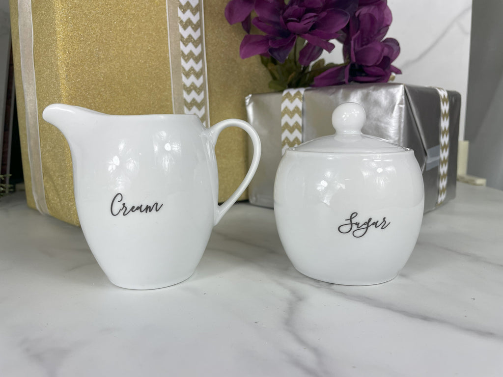 Personalized Cream & Sugar Set, Engagement, Wedding or Housewarming Gift