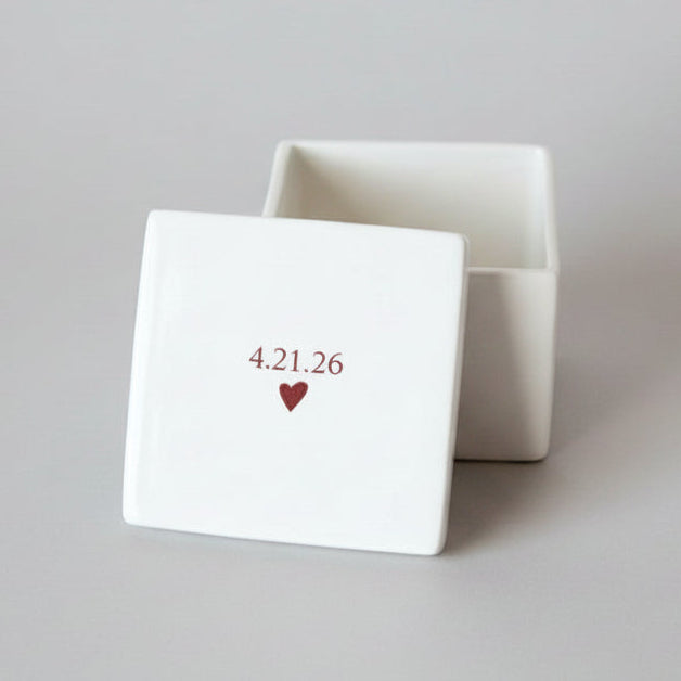 Personalized Deep Square Keepsake Box With Wedding Date
