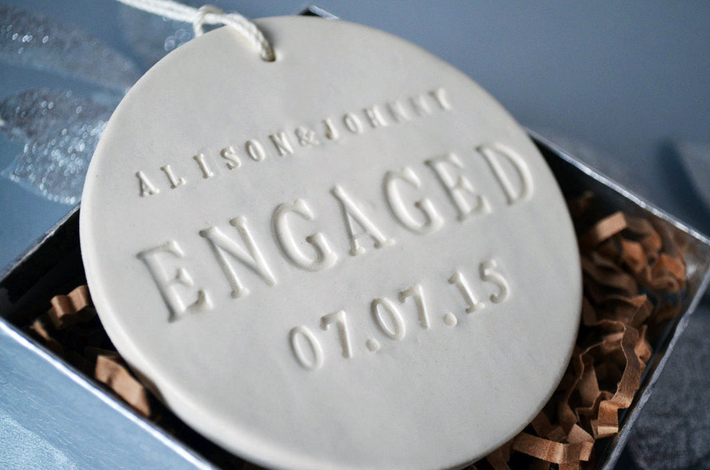Handmade "ENGAGED" Ornament - Names & Date