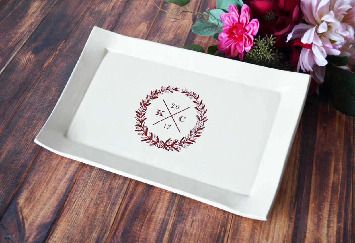 Wedding Gift - With Custom Logo - Personalized Rectangular Platter