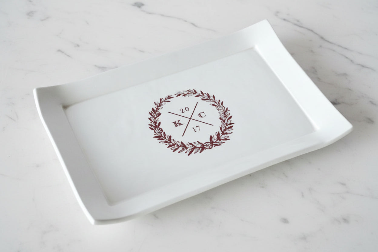 Wedding Gift - With Custom Logo - Personalized Rectangular Platter