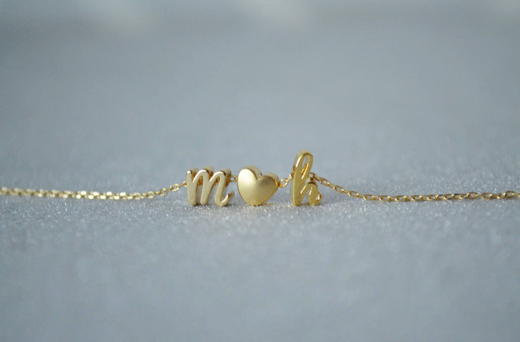 Personalized Initial Letter Necklace, Silver or Gold -Script Letter