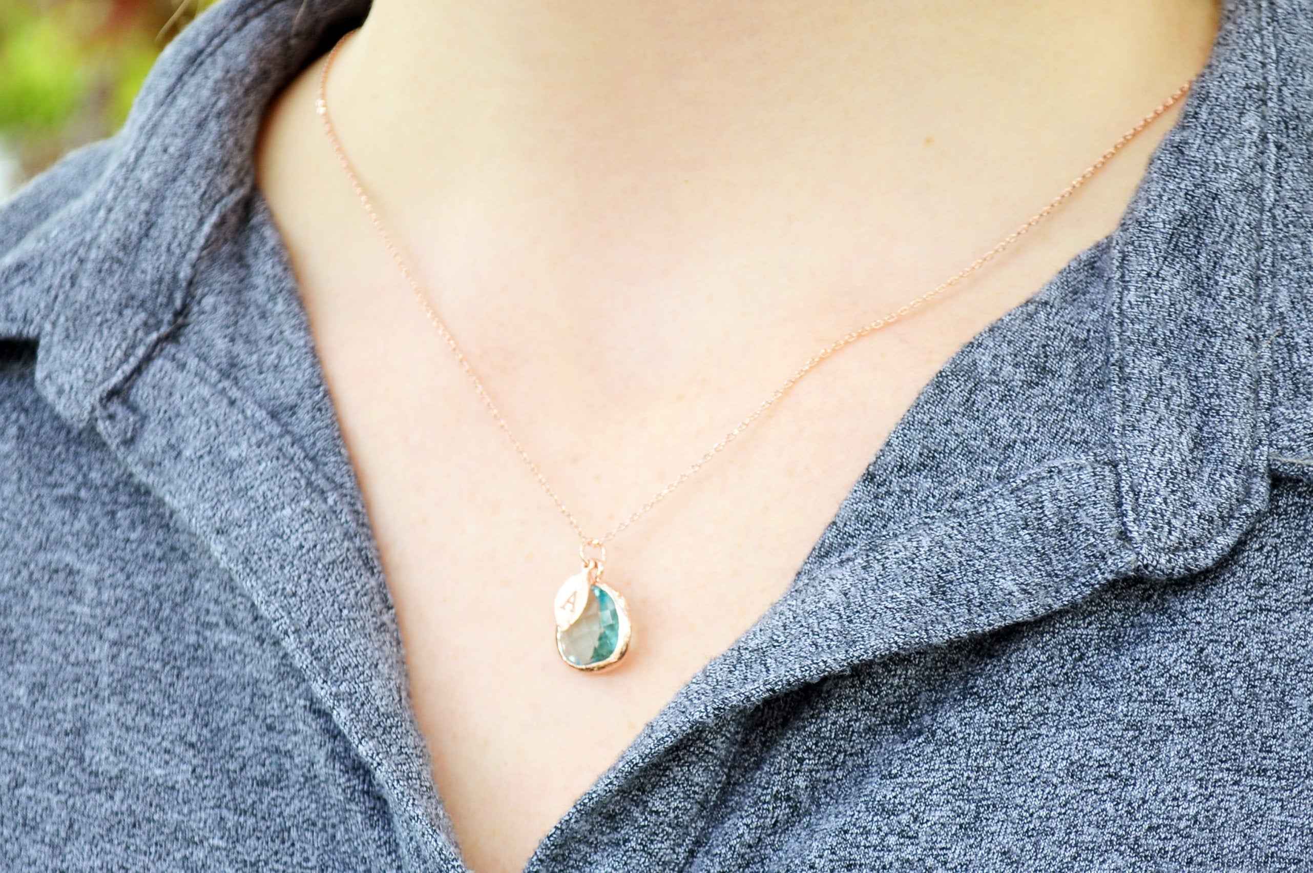 gold or silver chain for aquamarine pendant necklace
