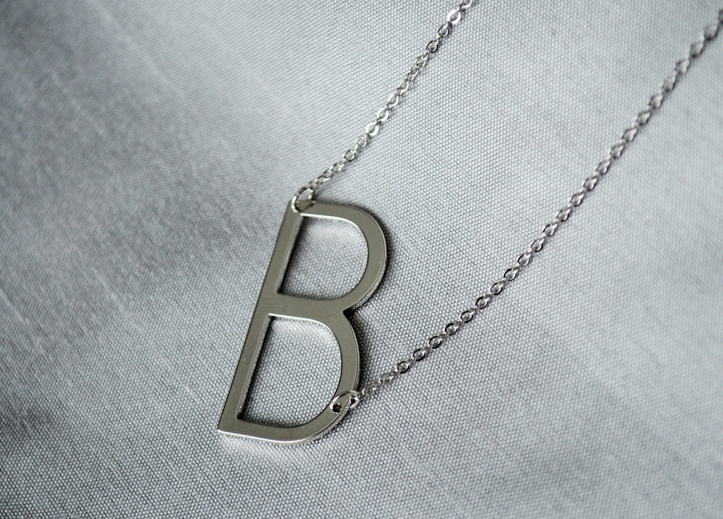 Large Initial Necklace, Large Letter Necklace, Personalized, Sideways Initial, Oversized initial, Bridesmaid Gift, Friend Birthday Gift