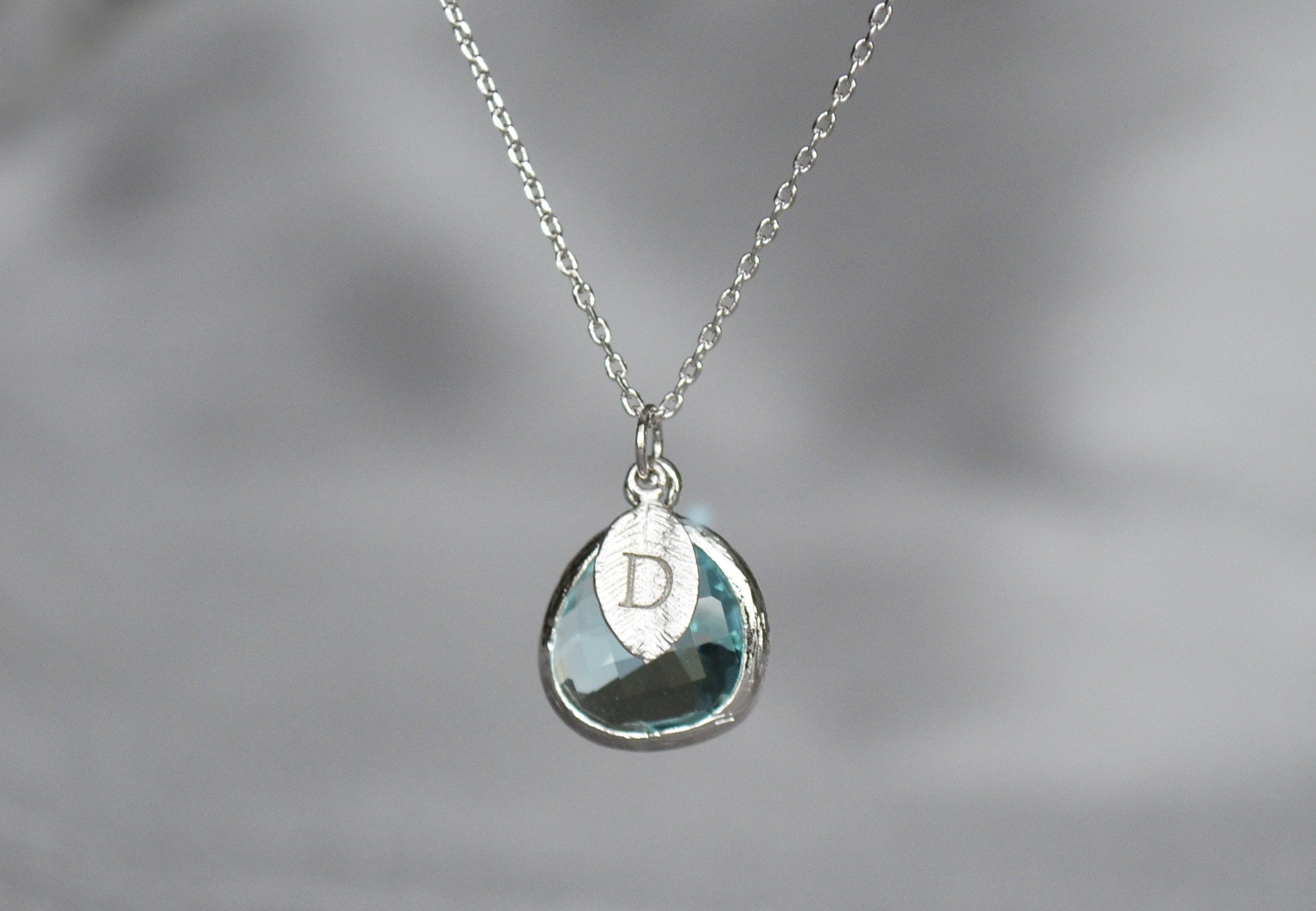 aquamarine necklace with silver chain