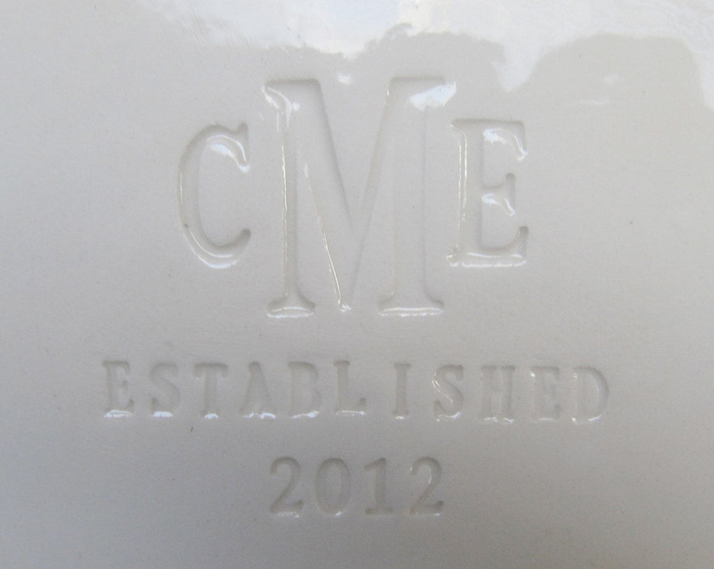 Personalized Rectangle Platter, Monogram & Date, 12.5x8 Ceramic