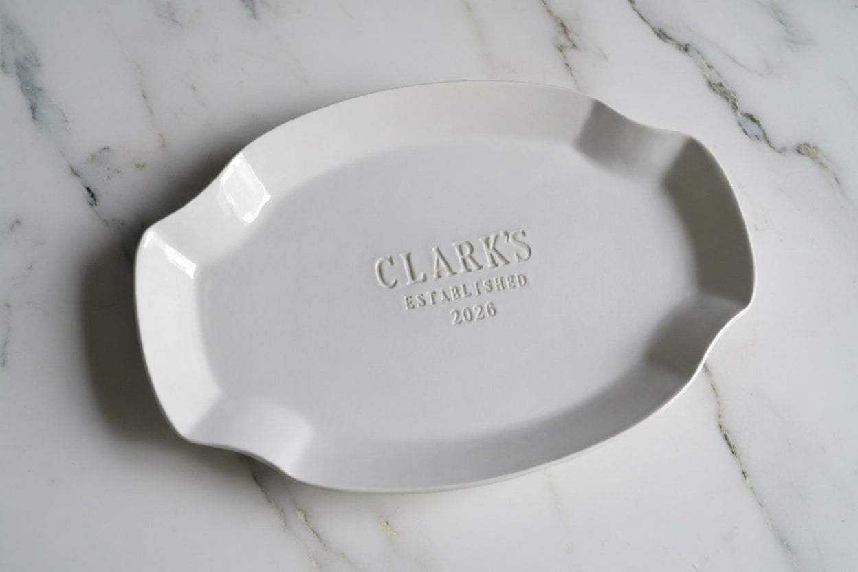 Personalized Art Deco Ceramic Platter - Handmade Gift