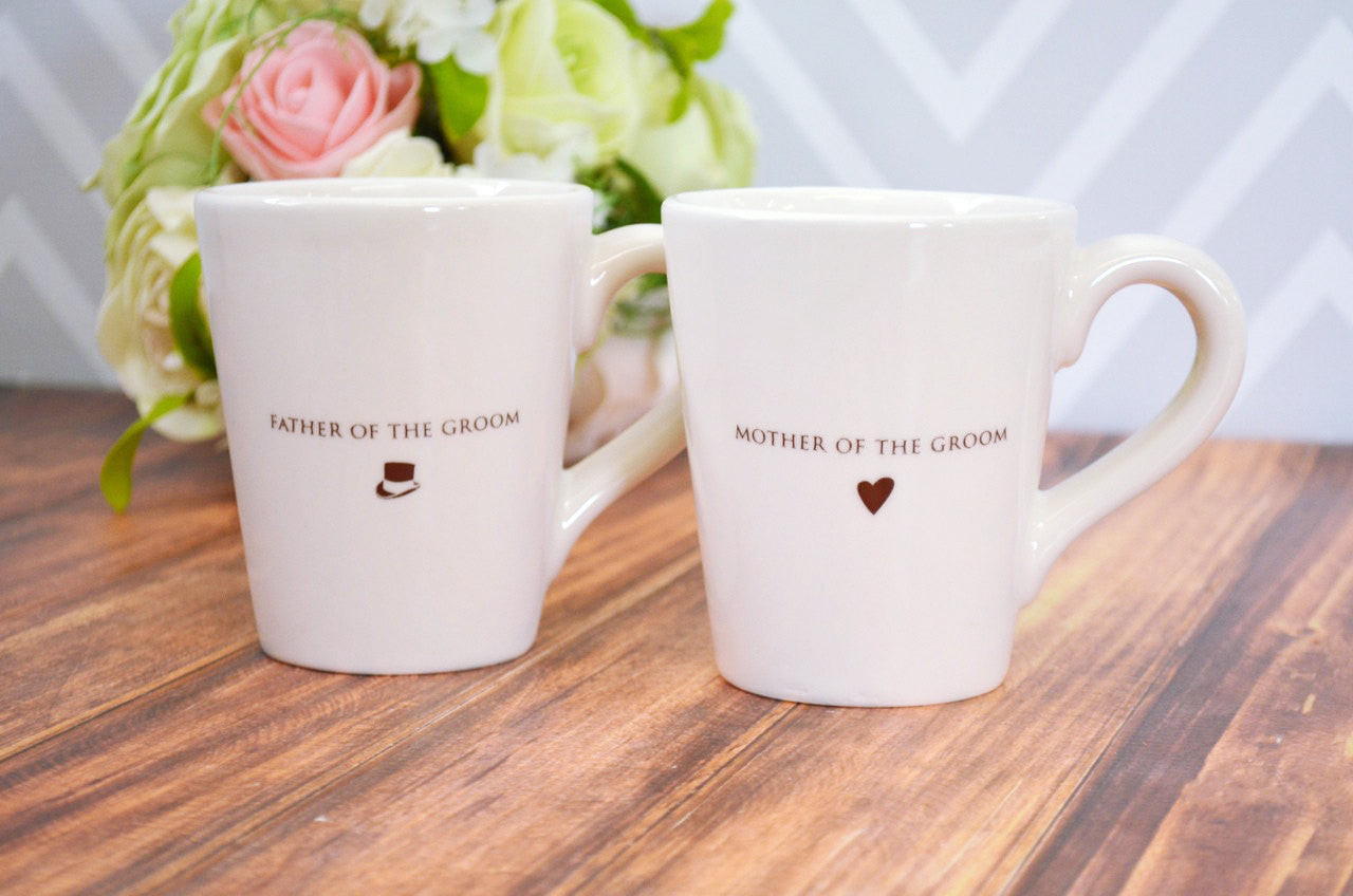Mother of the Bride or Groom Gift, Father of the Bride or Groom Gift, Parent Wedding Gift - Individual or Set of Coffee Mugs