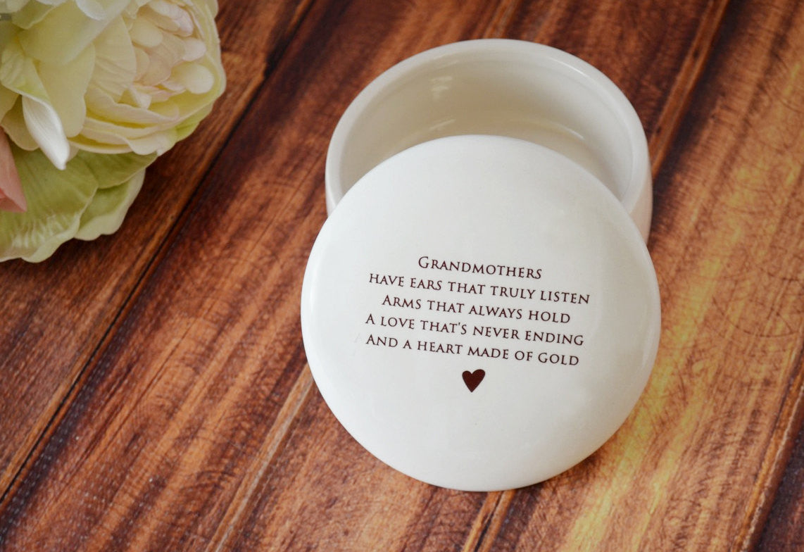 Unique Grandmother Gift, Grandma Gift - READY TO SHIP - Round Keepsake Box