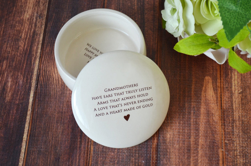 Unique Grandmother Gift, Grandma Gift - READY TO SHIP - Round Keepsake Box