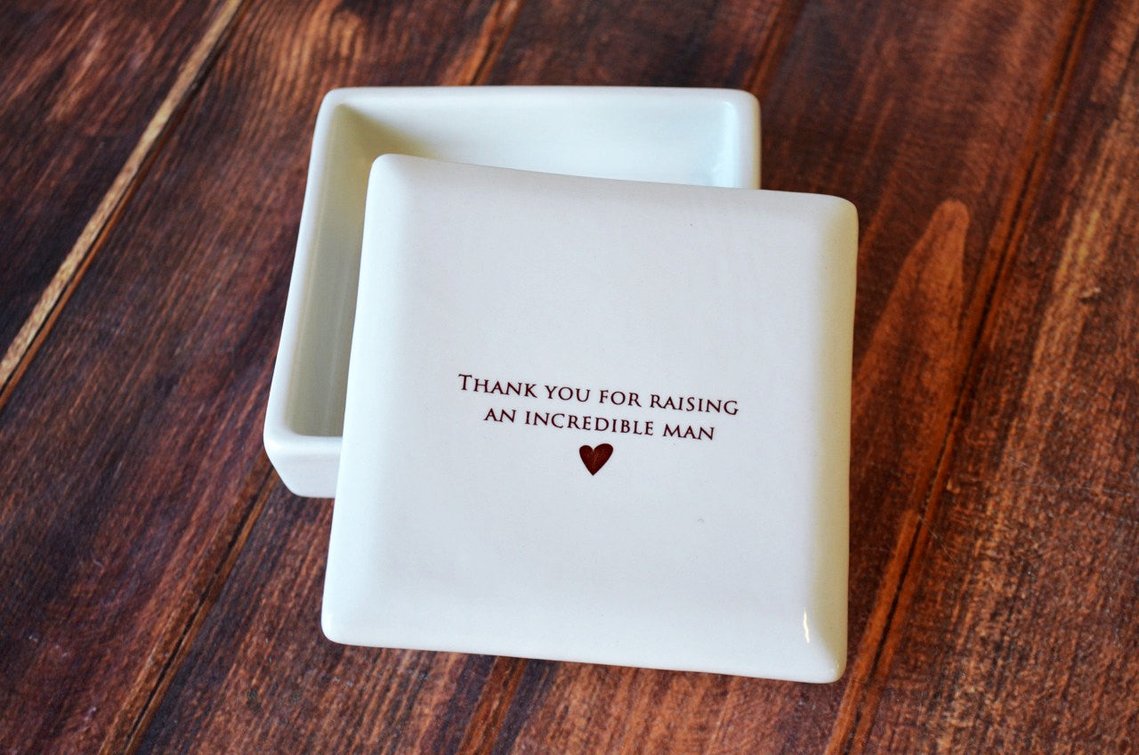 Personalized Mother of the Groom Gift - Square Keepsake Box - Thank You for Raising an Incredible Man