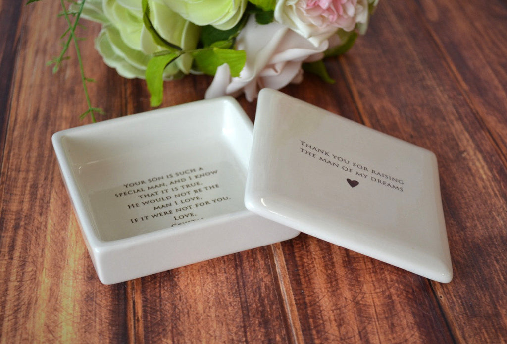 Square Keepsake Box - Thank You for Raising the Man of My Dreams - White Ceramic