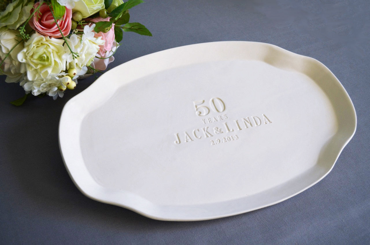 50th Anniversary Gift or Signature Guestbook Platter - Personalized with Names and Date