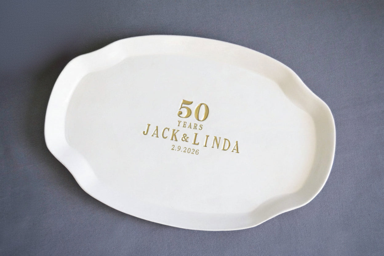 50th Anniversary Gift or Signature Guestbook Platter - Personalized with Names and Date