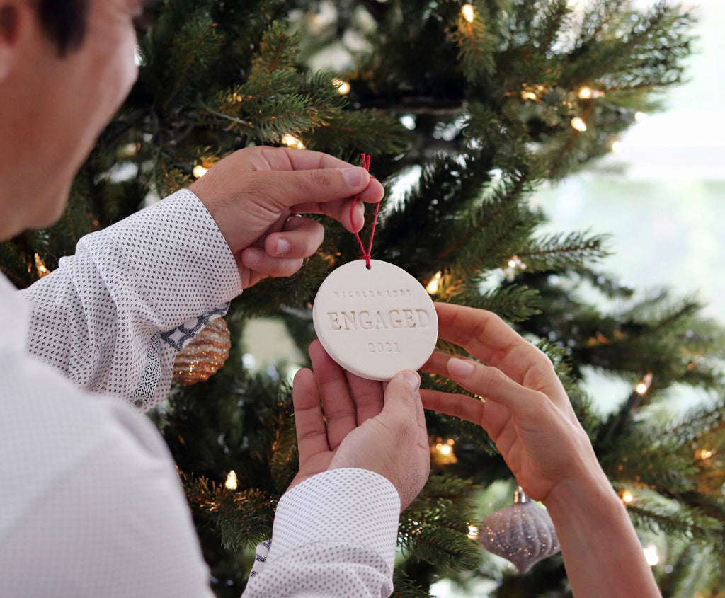 Handmade "ENGAGED" Ornament - Names & Date