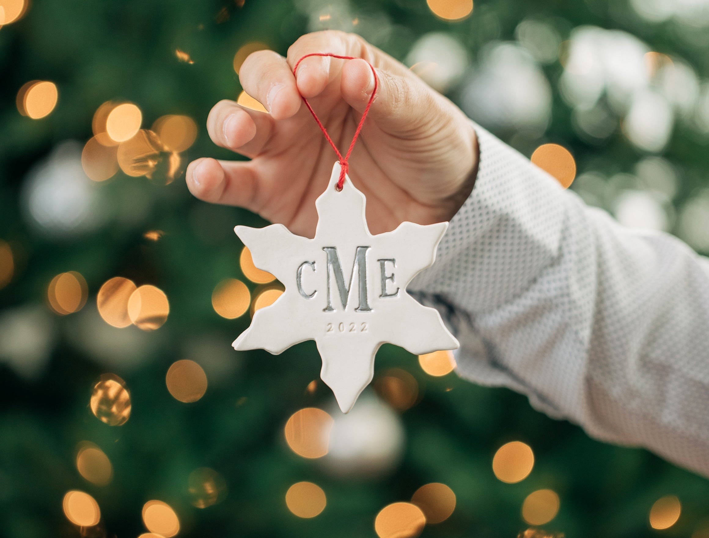 handmade Christmas ornament with monogram custom