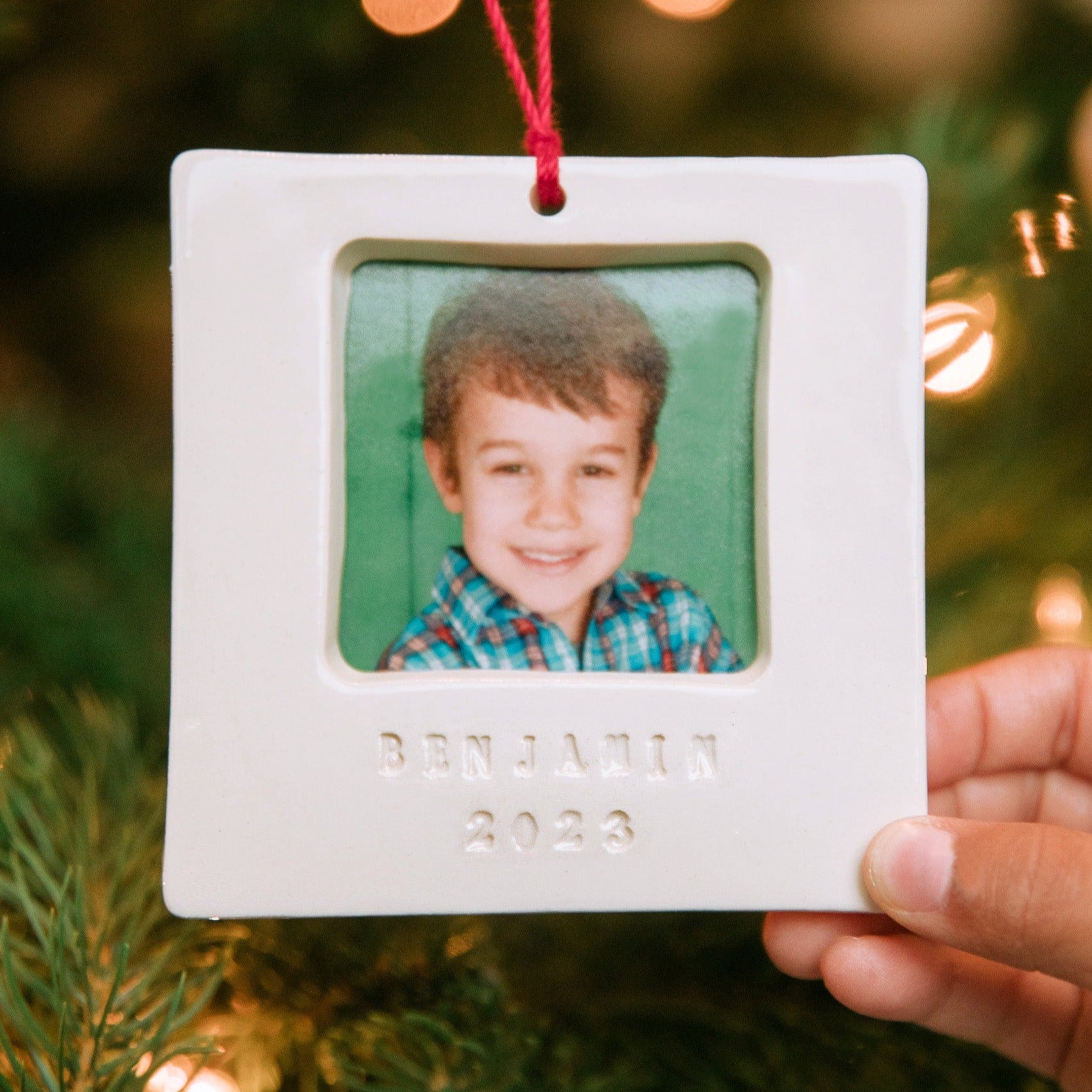 Personalized First Christmas Ornament 2025 - Square Picture Frame with Custom Text
