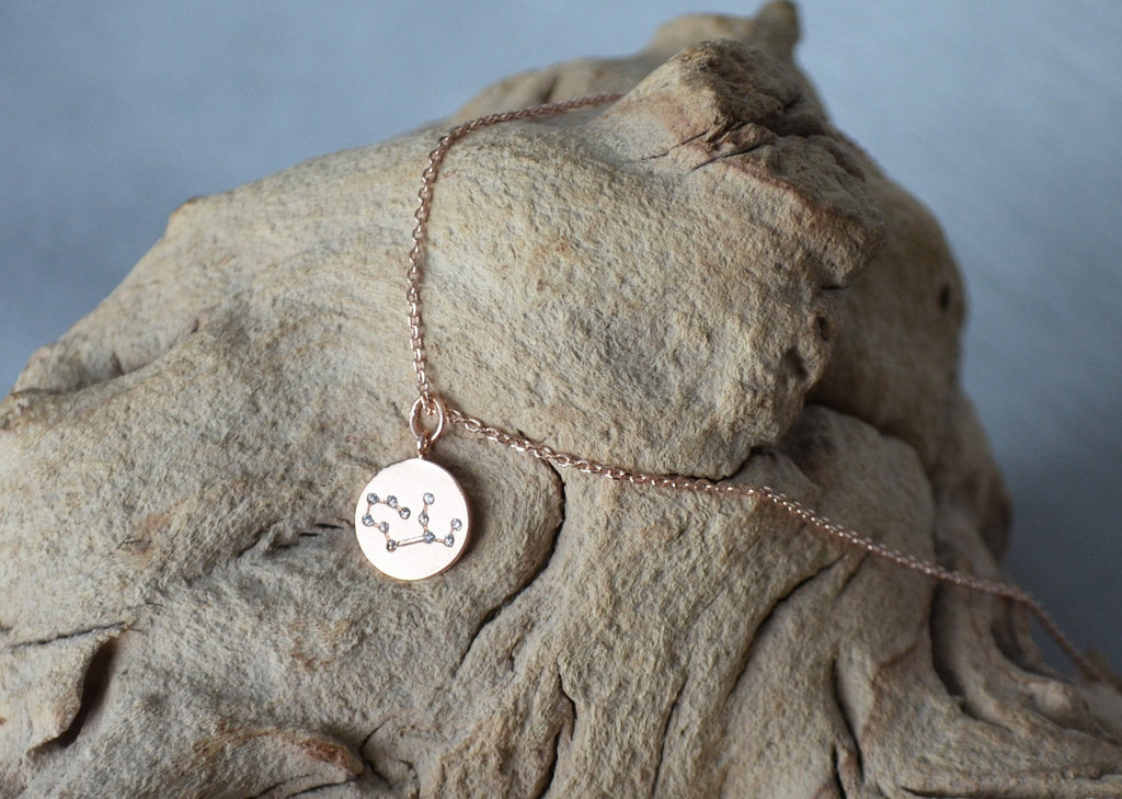 Rose Gold Zodiac Jewelry, Constellation Necklace, Astrology, Zodiac