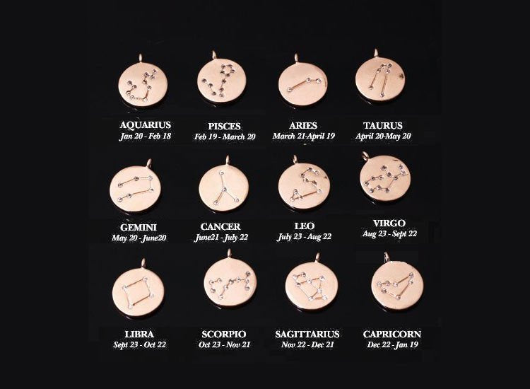 Rose Gold Zodiac Jewelry, Constellation Necklace, Astrology, Zodiac