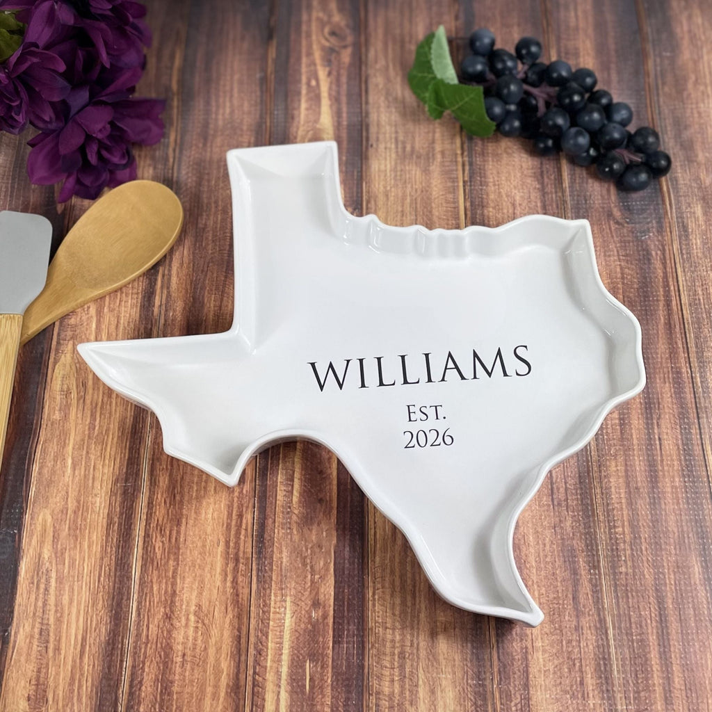 Personalized Serving Plate - Texas, Wedding Gift, Customizable Ceramic Dish