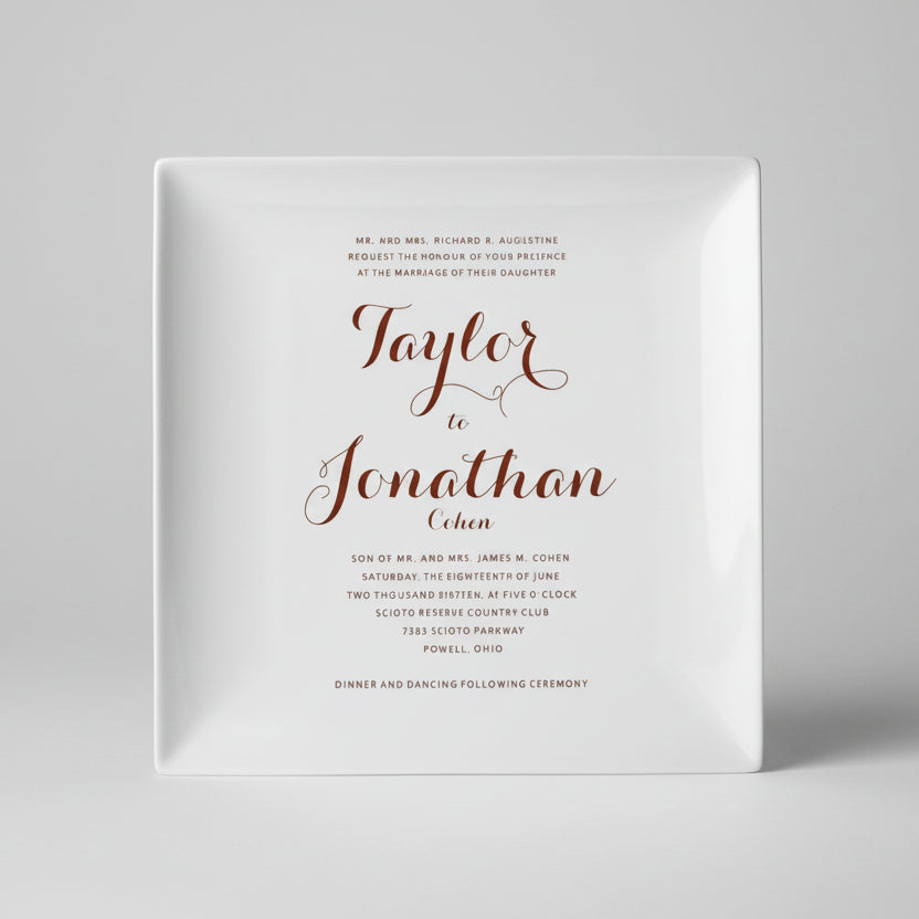 Personalized Wedding Invitation Plate - Large Plate - 10 x 10 - Wedding Gift