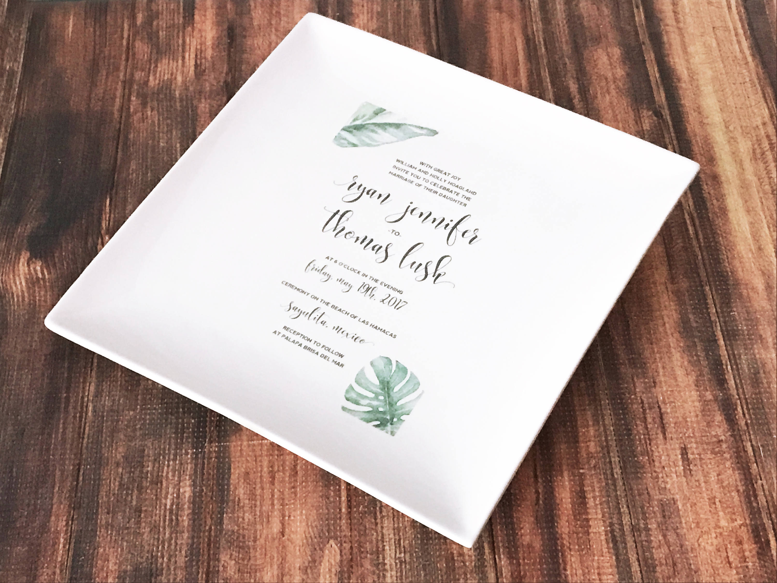 Personalized Wedding Invitation Plate - Large Plate - 10 x 10 - Wedding Gift