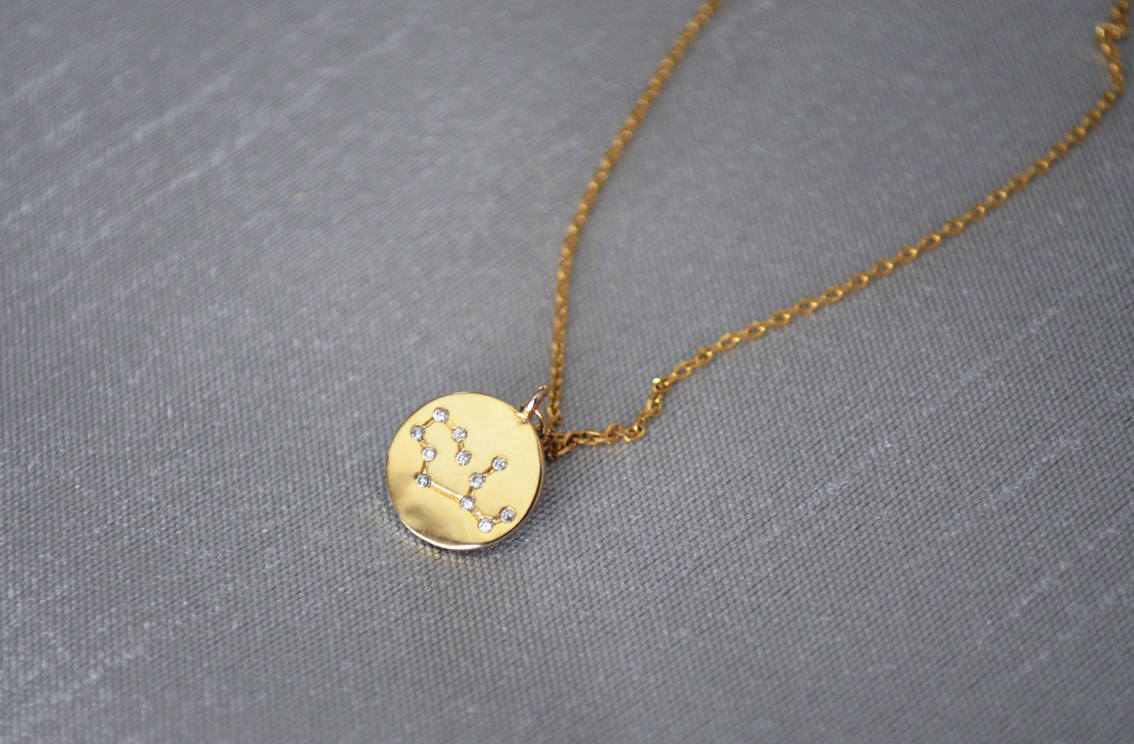 Gold Zodiac Jewelry, Zodiac Necklace, Constellation, Astrology