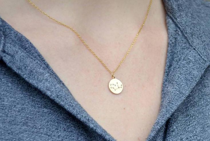 Gold Zodiac Jewelry, Zodiac Necklace, Constellation, Astrology