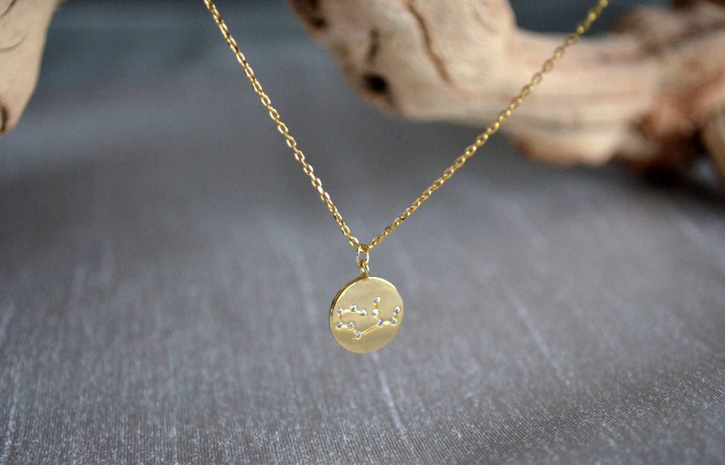 Gold Zodiac Jewelry, Zodiac Necklace, Constellation, Astrology