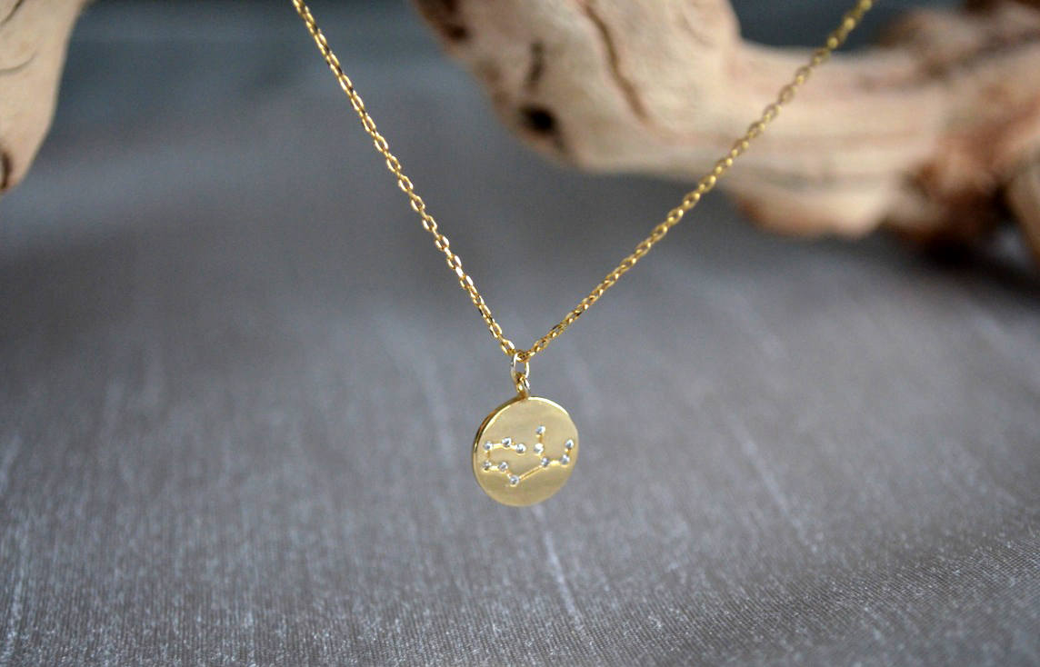 Gold Zodiac Jewelry, Zodiac Necklace, Constellation, Astrology