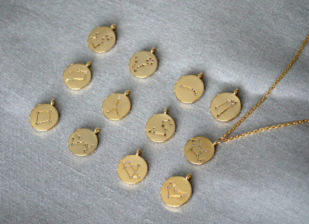Gold Zodiac Jewelry, Zodiac Necklace, Constellation, Astrology